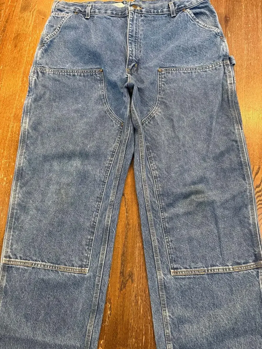 Carhartt B73 DST Double Knee Denim Logger Dungarees Blue Men's 42x32